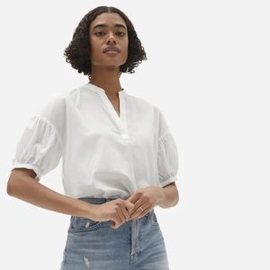 Everlane Split-Neck Puff-Sleeve Air Shirt